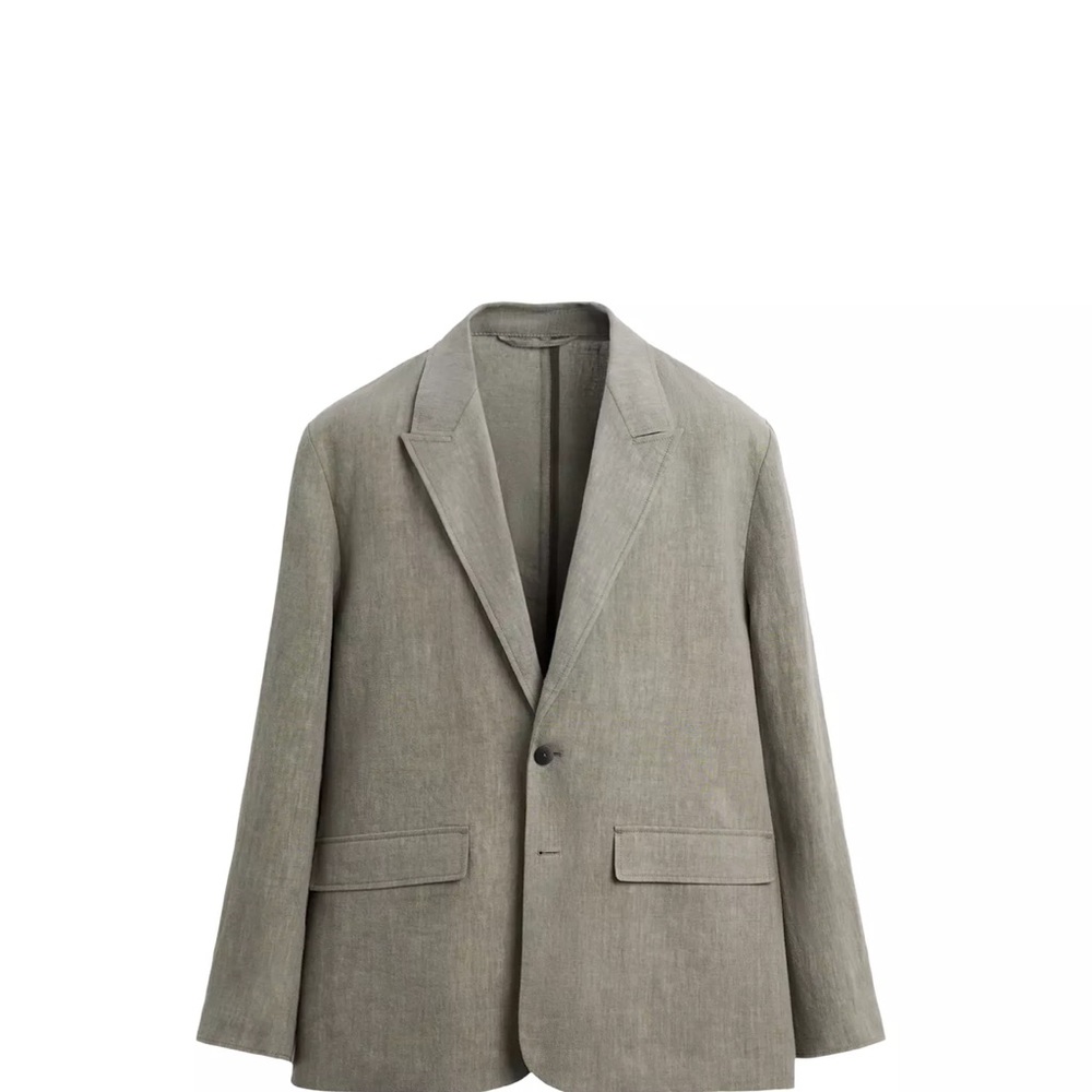 Zara Men's Blazer in greenish gray! 100% linen